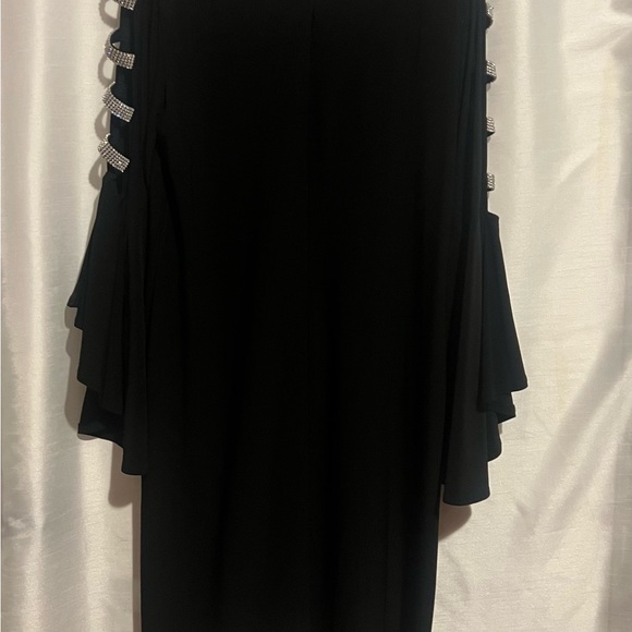 MSK Elegant Black Dress with Sparkling Sleeve Details - Picture 6 of 11